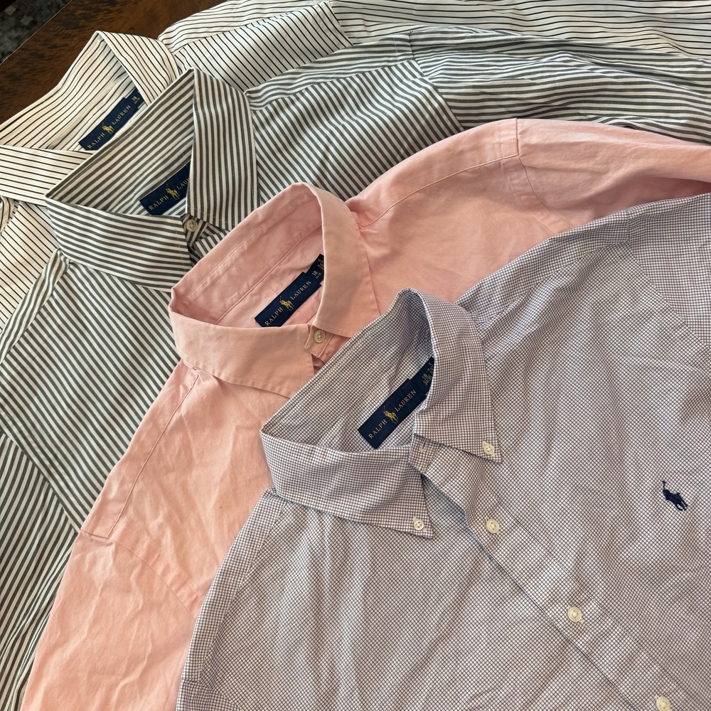 Lot Of 4 Ralph Lauren Shirt Mens 2XL 18 34/35 Dress Button Down Long Sleeve
